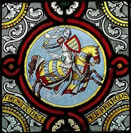 la devise du chevalier est "Gesta Dei per Francos"